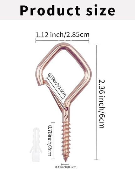 10PCS Eye Screw Hooks for Hanging Heavy Duty with Safety Buckle.Metal Ceiling Hooks for Hanging Plants,Cup,Wind Chime,Bird Feeders,christmas String Lights at Indoor&Outdoor,2.36 Inch(No Drill Bit)