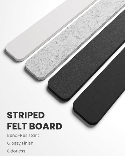Fluxynara Cork Board Alternative Felt Strip Board 8-Pack 13"x2", Office Pin Board with 50 Push Pins, Adhesive Install for Bedroom Door & Home Office(Concrete Echo)