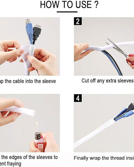 1/2 inch x 50ft Split Sleeve Wire Loom Tubing - Durable Cord Protector for USB, Power Cords, Audio/Video Cables | Chew-Proof Cable Sleeve to Protect Pets & Wires | Easy Installation, White