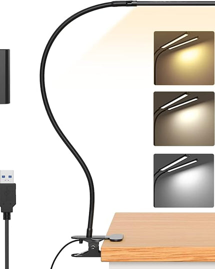 iZELL Book Light, LED Reading Light Clip On [3 Color Modes & 10 Brightness Levels] Flexible Gooseneck Book Lamp for Kids Reading in Bed at Night, Clip to Bedside Table, Headboard or Dorm
