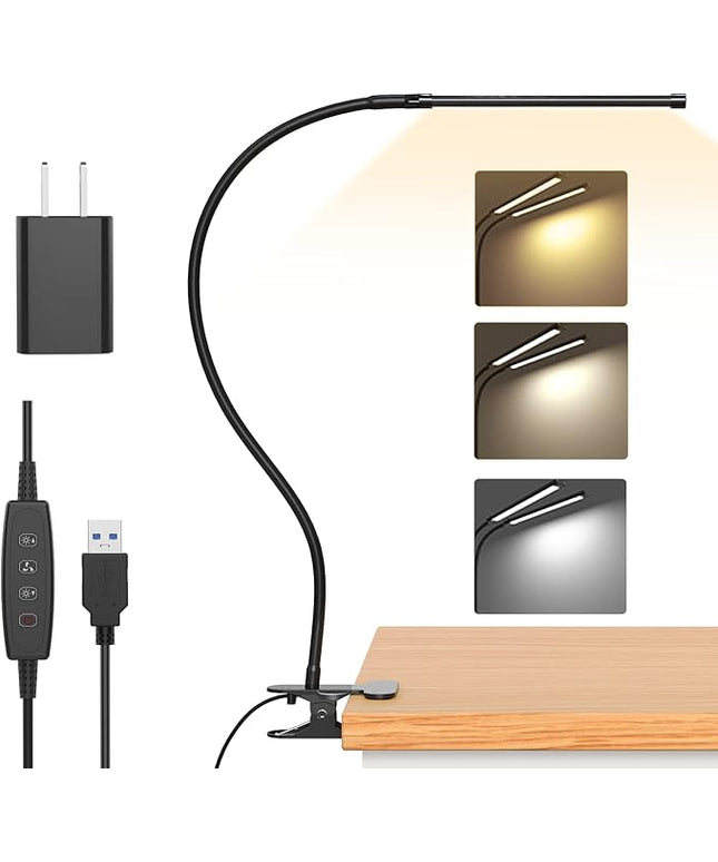 iZELL Book Light, LED Reading Light Clip On [3 Color Modes & 10 Brightness Levels] Flexible Gooseneck Book Lamp for Kids Reading in Bed at Night, Clip to Bedside Table, Headboard or Dorm