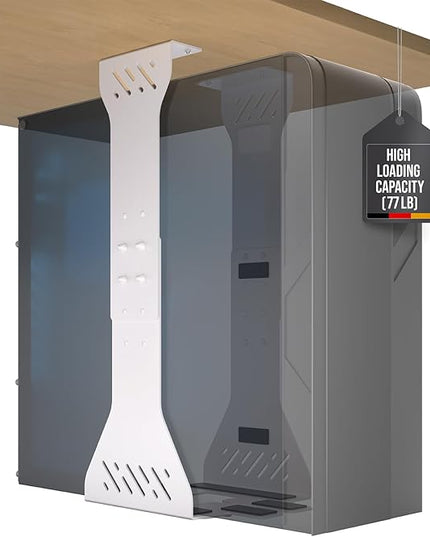 Heavy Duty Under Desk PC Holder – Up to 77 lbs Load Capacity - Adjustable Computer Tower Holder - Under Desk Computer Mount (White)