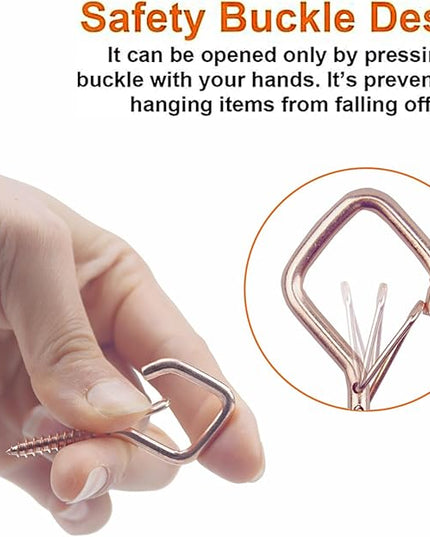 10PCS Eye Screw Hooks for Hanging Heavy Duty with Safety Buckle.Metal Ceiling Hooks for Hanging Plants,Cup,Wind Chime,Bird Feeders,christmas String Lights at Indoor&Outdoor,2.36 Inch(No Drill Bit)
