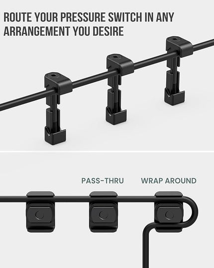 Pressure Switch Cable Management Kit Compatible with M-LOK/Picatinny Rail, Pressure Switch Cable Guides, Cable Clips, Wire Management for Flashlight/Laser, 16 Pack(8 Mlock + 8 Picatinny) - Black