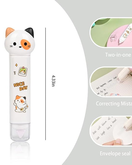 10Pcs Black Cute Cat Stationery Set Cat School Supplies Kawaii Japanese Stationery Birthday GIFS Including Pens Pencil Sharpener Highlighter Eraser Correction Tape Ruler for Office School Supplies