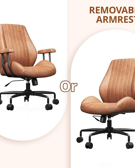 Ergonomic Office Chair 330LBS, Reclining Swivel Mid Back Desk Chair with Adjustable Height, Thickened Cushions, Comfy Executive Armchair for Home Office