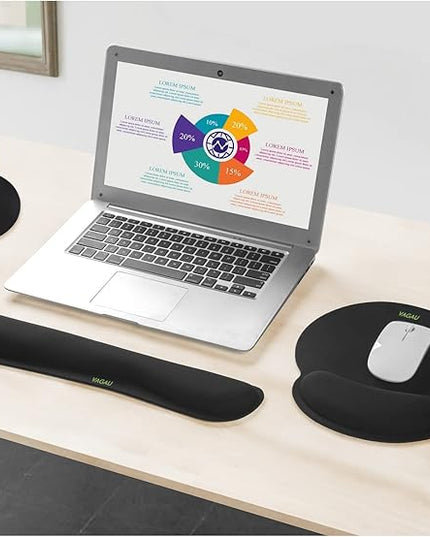 VAGAU Premium Keyboard Wrist Rest and Mouse Pad Wrist Support, Ergonomic Memory Foam Set for Office, Laptop, Mac, Computer and Gaming, Comfortable Typing &Wrist Pain Relief