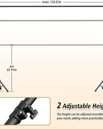 Backdrop Stand 10x7.5ft(WxH), Heavy Duty Adjustable Photo Back Drop Stand kit, Suitable for Party, Photography, Weddings