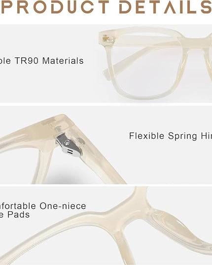 PANNER Oversized Square Blue Light Blocking Glasses for Women Men Anti Glare Reduce Eyestrain Computer Glasses