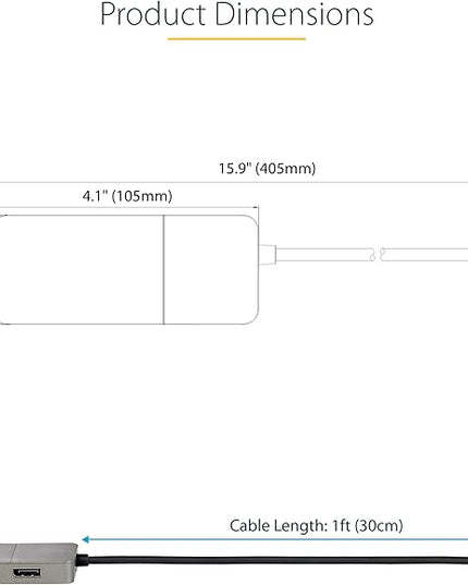 StarTech.com 3-Port USB-C Multi-Monitor Adapter, USB Type-C to 3x DisplayPort 1.4 MST Hub, Triple 4K 60Hz DP Laptop Display Extender / Splitter, HDR, Extra-Long Built-In Cable, Windows (MST14CD123DP)