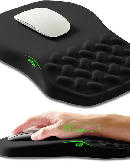 Ergonomic Slope Mouse Pad Wrist Support, Wrist Rest Mousepad for Carpal Tunnel Pain Relief with Massage Bulge and Slow Rebound Memory Foam (12x8 inch, Black)