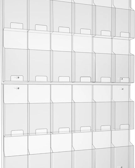 Acrylic Brochure Pamphlet Holder, 24 Clear Wall Mount Display Holders, Trifold Flyer Rack, Literature Storage Rack for Home, Offices, Waiting Room