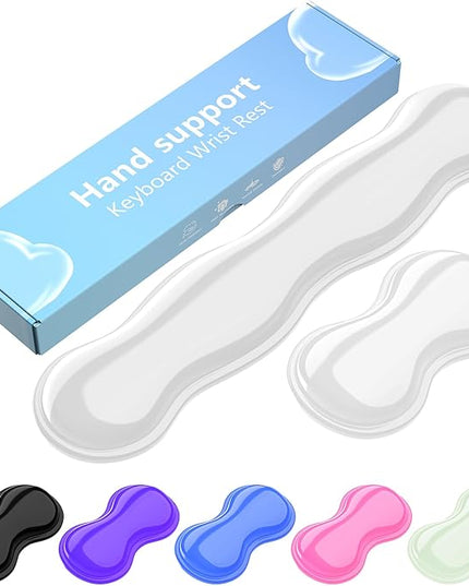 Gel Keyboard and Mouse Wrist Rest Set, Comfort Ergonomic Wrist Support, for Wrist Pain Relief, Computer Keyboard Wrist Rest (Transparent)