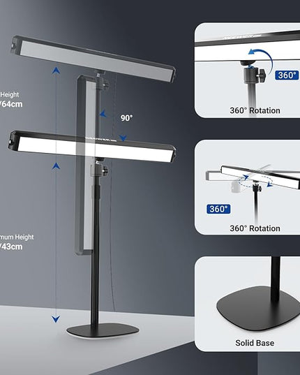 NEEWER Dual Sided RGB LED Streaming Key Light, Smart Desk Lamp Compatible with Alexa Google Assistant for Gaming Video Conference, 16 Million Colors, 2700K-7000K/CRI97+ Studio Tube Lighting, NG01