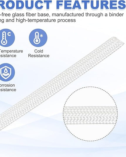 uxcell Insulation Cable Protector,3mm/0.12 Inch-30m/98 Feet High Temp Fiberglass Sleeve White