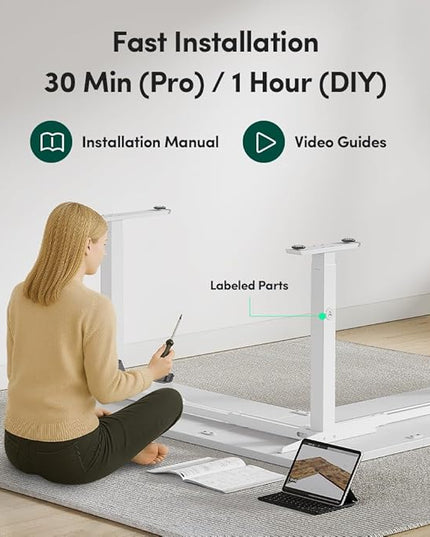 FEZIBO 75x63 L Shaped Standing Desk, Electric Height Adjustable L Shaped Desk, Suitable for Home Office, White