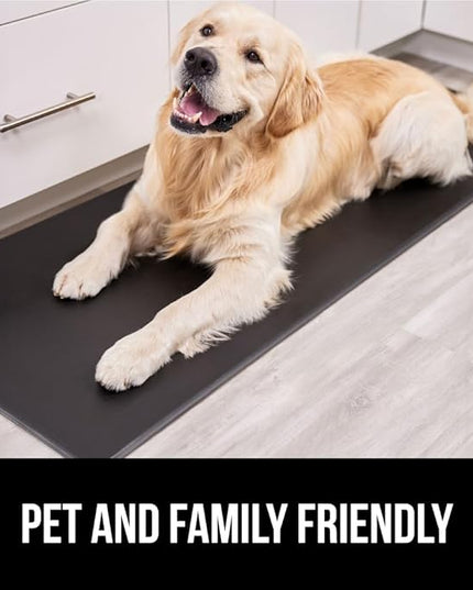 GORILLA GRIP 2 Pack Comfortable Cushioned Kitchen Mats for Floor, 17x24 + 17x48, Waterproof and Stain Resistant, 1/2 Inch Thick Soft Ergonomic Standing Desk Anti Fatigue Mat, Foam Supports Feet, Black