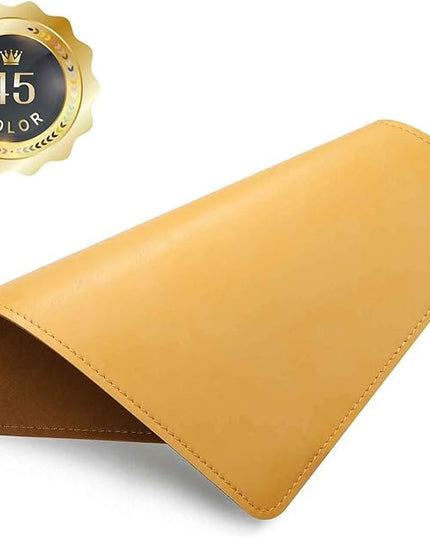 PU Leather Mouse Pad with Stitched Edge, Micro-Fiber Base, Non-Slip Waterproof, 8x11Inch (Light Yellow)
