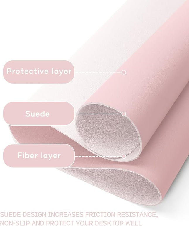 Writing Desk Pad Protector, YSAGi Anti-Slip Thin Mousepad for Computers,Office Desk Accessories Laptop Waterproof Desk Protector for Office Decor and Home (Pink, 35.4" x 17")