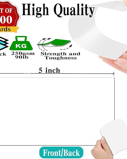 100 Pack White Blank Index Cards 3x5-90lb Heavy Duty Card Stock Thick Paper for Postcards, Photo Paper, Syllable Boards - Make Thank You, Greeting, Notes, Index Cards, Draw, Write, DIY Card Making