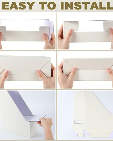 Gueevin Set of 6 Magazine File Holder Stylish Sturdy Cardboard File Boxes Desk Magazine Organizer Rack with Gold Label Holder to Organize Your Desk or Shelves for Home Classroom Office Library(Beige)