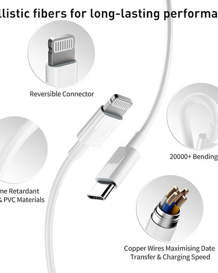 for iPhone 14 13 12 11 Charger Fast Charging [MFi Certified], 3-Pack 20W PD USB C Wall Charger Block with 6.6ft USB C to Lightning Cable Compatible with iPhone 14 Pro Max/Pro/Plus/Mini/iPad & More