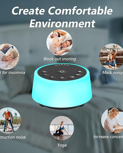 Color Noise Sound Machines with 10 Colors Night Light 25 Soothing Sounds and Sleep White Noise Machine 32 Volume Levels 5 Timers Adjustable Brightness Memory Function for Adults Kids Baby