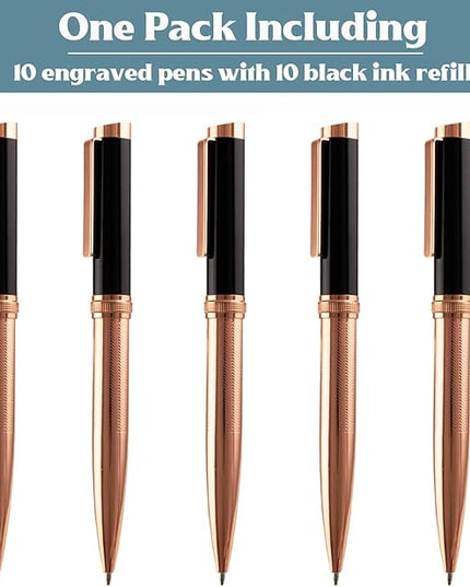 Ancolo Personalized Ballpoint Pens - Luxury Writing Pen with 10 Black Ink Refill Engraved with Your Message Name on the Pens Gift Set for Man/Women/Writers/Collection/Journalist