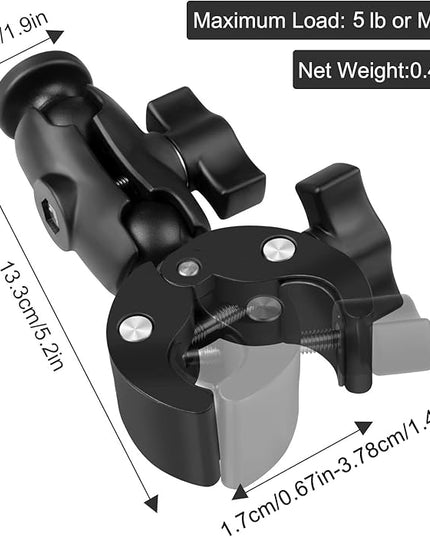 Taisioner Super Camera Clamp Mount Double Socket Arm 1/4"-20 Ball Head Adapter Gopro Accessories Suitable for GoPro AKASO DJI Action Insta360 or DSLR Digital Camera Monitor/LED Lights/