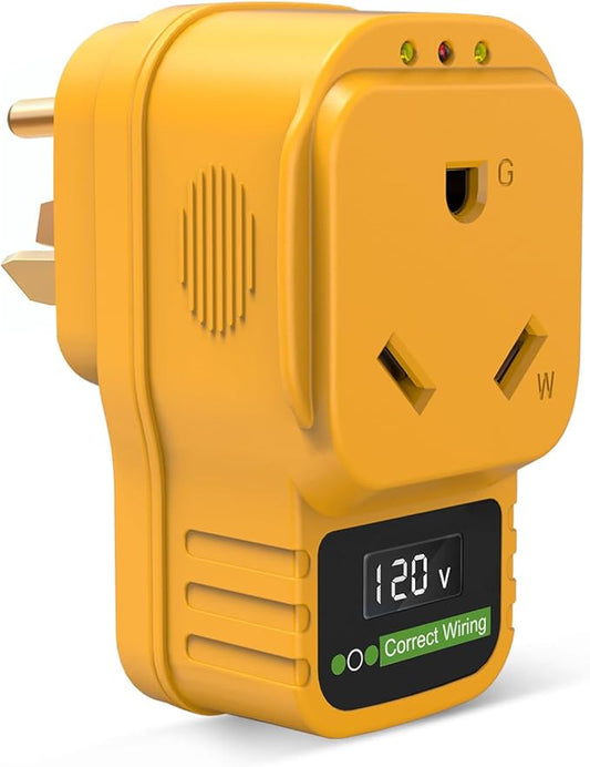 30 Amp RV Surge Protector with Display Screen, Real-Time Voltage Monitor, Circuit Analyzer, 30A Male to Female Plug, 2100 Joules Surge Protection, LED Indicator Lights for Camper & Travel Trailer
