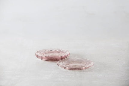 Fortessa Jupiter Hobnail Glass, 8" Salad Plate (Set of 4), Pink