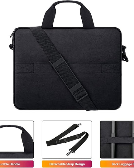 Laptop Case Shoulder Bag for 15.6 Inch Laptop Computer Chromebook, 16 Inch MacBook Pro A2485 A2141 A2780 A3403 A3186, Protective Polyester Computer Portable Bag Briefcase with Handle, Black