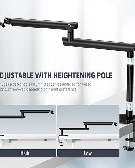 NEEWER Microphone Stand, Low Profile Damped Mic Holder Boom Arm Desk Mount with Ball Head & 3/8" 5/8" Adapters Compatible with Blue Yeti Snowball HyperX QuadCast SoloCast Shure, Max Load 3.3 lb, MS007