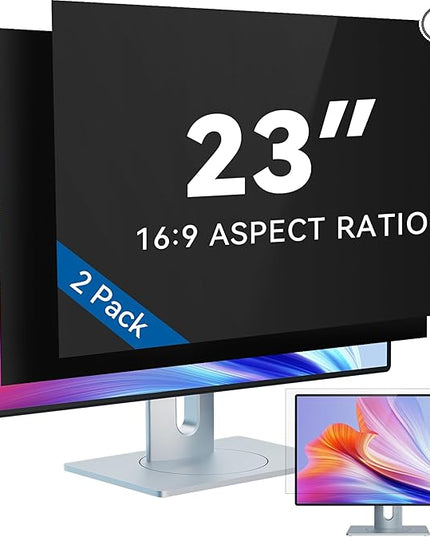 IPROKKO [2-Pack] 23 Inch Computer Privacy Screen Filter for 16:9 Widescreen Monitor, Removable 23in Anti Blue Light Glare Privacy Shield, Anti Spy Security Protector for Hp Dell Asus Acer Samsung