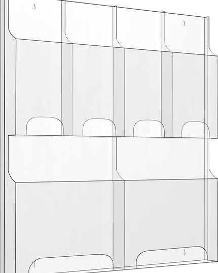 Acrylic Brochure Pamphlet Holder, 2 Magazine Holders and 4 Pamphlet Holders, Clear Brochure Display Holder Wall Mount, Trifold Flyer Rack, Literature Storage Rack for Home, Office, Waiting Room