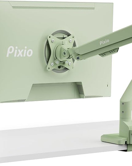 Pixio PS1S Wave Mint Green Single Monitor Arm Stand Desk Mount - Fits up to 32 inches Monitors and up to 19.8lbs. VESA Compatibility and Integrated Cable Management
