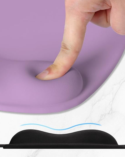ITNRSIIET Ergonomic Mouse Pad, Cushioned Gel Wrist Rest, Non-Slip Base, Smooth Surface, Compatible with All Mice for Office & Gaming, Desk Accessory, 9.5 x 8.2 inch, Lavender Purple