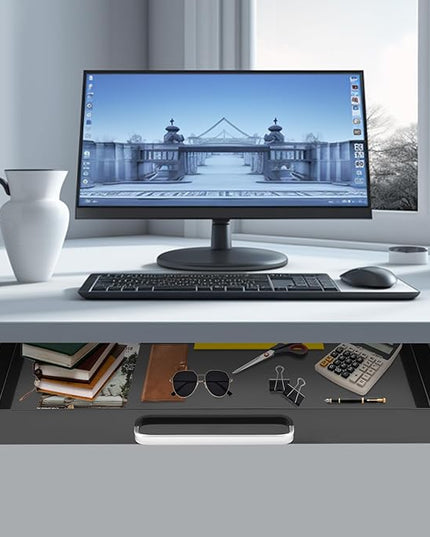 21.5" Under Desk Storage Drawer, Black Sliding Pull-Out Drawer for Sit Stand Workstation