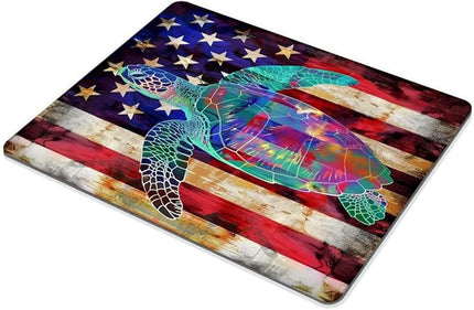 Square Mouse Pad Colorful Sea Turtle and National Flag-3,Gaming Mouse Pads for Desk,Soft Computer Waterproof Non-Slip Mouse Mat