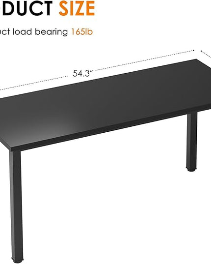 Need 54.3 Inch Large Computer Desk, Modern Simple Style Desk for Home Office, Basic Writing Table for Study Student, Black