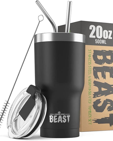 Beast 20 oz Tumbler Stainless Steel Vacuum Insulated Coffee Ice Cup Double Wall Travel Flask (Matte Black)