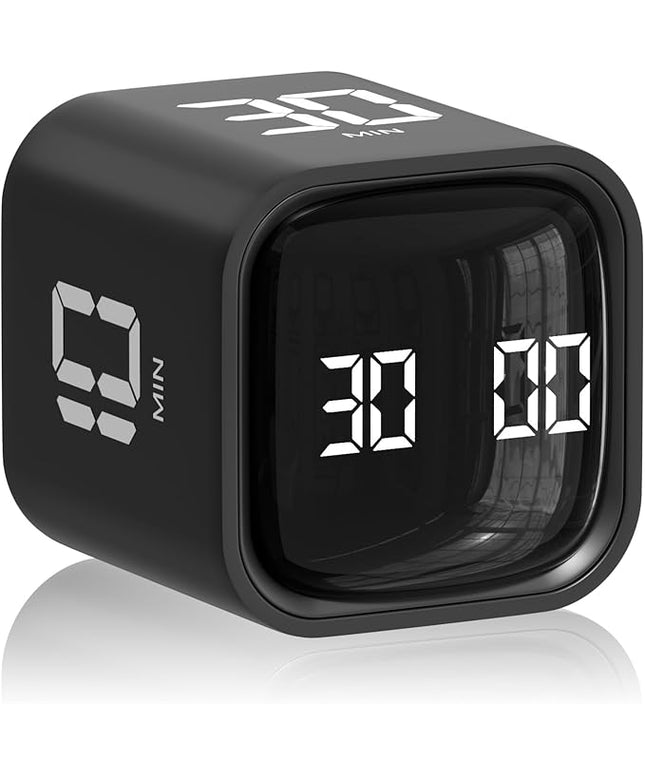 Cube Pomodoro Timer, Desk Productivity Timer 5/10/30/60 Minutes & Custom Countdown, Adjustable & Silent Visual Timer, ADHD Tool Flip Rotating Portable Multi Timers for Study Task Work Kitchen School