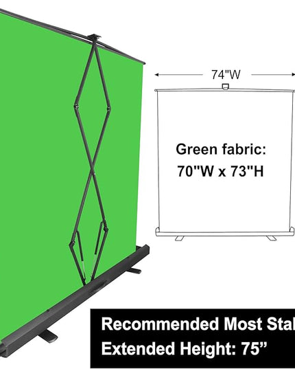 FUDESY Extra Large Green Screen, 74W X 77H inches Collapsible Chromakey Panel,Portable Retractable for Tiktok Video, Live Game,Aluminum Base,Wrinkle Resistant Fabric,Pull-up Style,Auto-Locking Frame