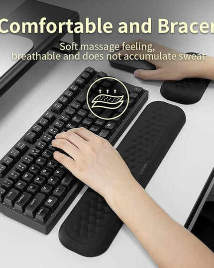 Vaydeer 60%-75% Keyboard Wrist Rest, Memory Foam Hand Rest Support Pad Padded for Office, Computer, Laptop, Mac Typing and Wrist Pain Relief and Repair(14.17inch,Black)