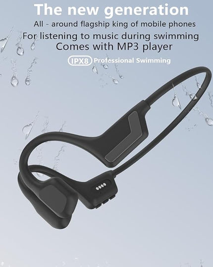 Swimming Bone Conduction Headphones, Bluetooth 5.4, Wireless Open Ear Headphones with Mic, 4GB MP3, Up to 15 Hrs Playtime, IP68 Waterproof Headphones for Running and Fitness Workout (black)