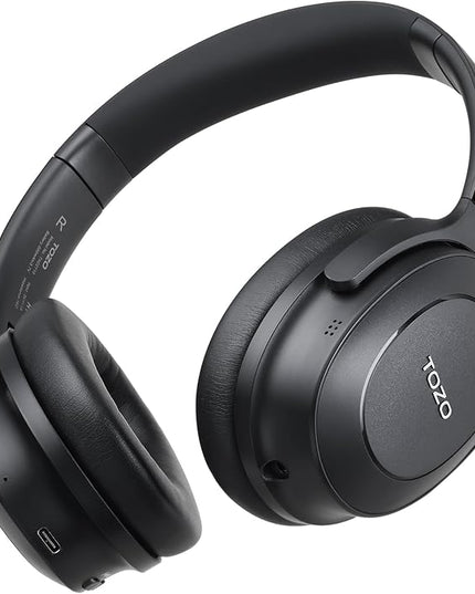 TOZO Hybrid Active Noise Cancelling Headphones, Wireless Over Ear Bluetooth Headset, 40H Playtime, Hi-Res Audio Custom EQ via App Deep Bass Comfort Fit Ear Cups, for Home Office Travel Black
