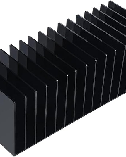 Ctosree Acrylic File Organizer for Desk Vertical 15 Compartments File Sorter Mail Organizer Desktop Countertop Folder Stand Racks for Office Home School Desk(Rectangle,Black)