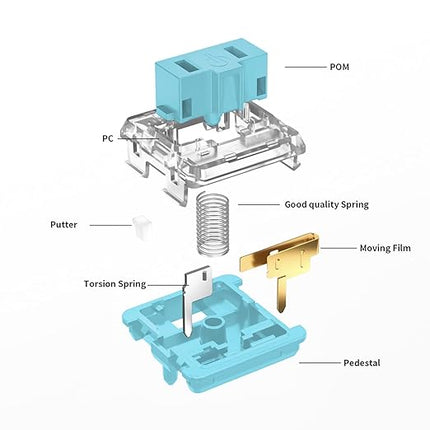 Kailh PG1350 Choc V1 70PCS Mechanical Keyboard Switch kailh Low Profile switches Chocolate Mechanical Keyboard Switch RGB SMD 5-Pin Kailh Switches (Robin,70Pcs)