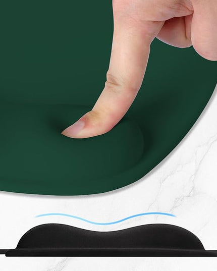 ITNRSIIET Ergonomic Mouse Pad, Cushioned Gel Wrist Rest, Non-Slip Base, Smooth Surface, Cute Multi-Color, 9.5 x 8.2 in, Deep Green