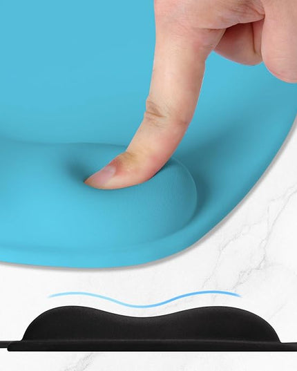 ITNRSIIET Ergonomic Mouse Pad, Cushioned Gel Wrist Rest, Non-Slip Base, Smooth Surface, Compatible with All Mice for Office & Gaming, Desk Accessory, 9.5 x 8.2 inch, Powder Blue